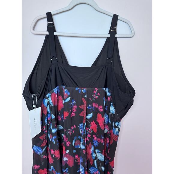 Bloomchic Swim Dress Women's Plus Size 28 (5x) Cross Over Front Hanky Hem NWT - Picture 8 of 9